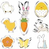 Ausstechformen Ostern, Ausstecher Hase, Keksausstecher Ostern, Ostern Edelstahl Ausstechformen, 9 Stück Ausstecher Ostern Set, Hase, Karotte, Ei, Häschenkopf, Ostergeschenke Kinder