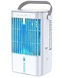 RenFox Mobiler Klimaanlage 4 in 1 Energiesparender Mini Luftkühler mit großem wassertank (1200 ml), 3 Stufen Verdunstungskühlung, 7 Farb LED, Timer und geräuscharm für Home Office und Schlafzimmer