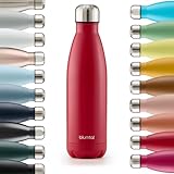 Blumtal® Trinkflasche Edelstahl Charles - Thermosflasche 500 ml - BPA-freie Thermo Trinkflasche kalt&warm - auslaufsichere Trinkflasche Metall - Thermos Trinkflasche - Trinkflasche 500 ml - Rot