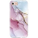 JIAXIUFEN Handyhülle iPhone SE 2022/2020, iPhone 7 8 Hülle TPU Silikon Weiche Schlank Schutzhülle Handytasche Gummi Dünn Flexibel Case Handy Hülle für iPhone 6 6S 7 8 - Marmor Purple Blue