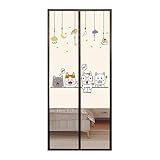 YAOHY Selbstschließend Fliegengitter Balkontür Magnet Abnehmbare Magnet Fliegengitter Tür Außenbildschirm Für Magnetisches Fliegengitter Tür(100 * 210cm,Cats)