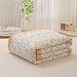 Odot Bettdecke Ohne Bezug Sommer, 4,5 Tog Baumwolle Bettdecke Ohne Bezug Dünne Nutzbar Sommerbettdecke Leicht Doppelseitige Sommerdecke für Bett Sofa (Schöne gelbe Blumen,150 * 200cm)