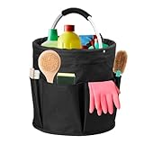 Putzmittel Organizer, 17L Universal Reinigungs-Caddy Faltbare Aufbewahrungskorb Mit Griff und 6 Fächern, Reinigungstasche Putzmittel Organizer Tragbar für Innenbereich,Garten,Badezimmer (Schwarz)