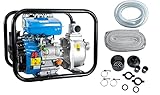 Güde 94503 Motorpumpe-Set GMP 15.22 (4-Takt Motor, Fördervolumen: 15.000 l/h, max. Förderhöhe: 22 m, Benzin-Motorpumpe), Blau, Schwarz