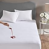 Extra tiefer wasserdichter Matratzenschoner – atmungsaktives weiches Frottee, leise, hypoallergen, Stretch-Fit, maschinenwaschbar – schützt vor Hausstaubmilben und Flüssigkeiten (Weiß