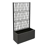 Kreher® XL Rankgitter, Spalier mit Pflanzkasten aus robustem Kunststoff. Maße BxTxH in cm: 80 x 36 x 140 cm. Topp für Garten, Terrasse und Balkon! (Anthrazit)