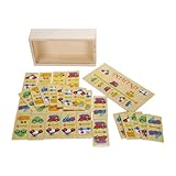 GICO Domino Spiel Fahrzeuge aus Holz für Kinder Jungen Mädchen und Erwachsene für Zuhause oder als Reisespiel - 7968