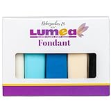 Dekozauber24 Rollfondant-Set Blau-Mix, 5 Farben, 100g Fondant pro Farbe, zum Dekorieren von Kuchen und Torten, Multipack mit Weiß, Hellblau, Dunkelblau, Creme und Schwarz