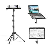 KDD Beamer Ständer - 4 in 1 Notenständer Klappbar Stabil mit Federarm Laptop Bodenständer Tablet Halter mit Schiebehebel - Projector Tripod Stand Höhenverstellbar von 59cm bis 160cm & 180° Drehbar