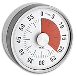 TFA Dostmann Analoger Timer Puck, 38.1028.10, Eieruhr, Küchentimer, mechanisch, zum Aufdrehen, magnetisch, grau L 79 x B 32 x H 79 mm