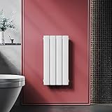 ELEGANT Heizkörper flach 600 x 311 mm weiß klein vertikal Flachheizkörper für Badezimmer Badheizkörper einlagig Design Heizkörper mit Mittelanschluss