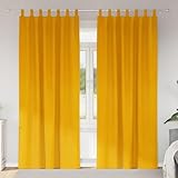 Fasba Verdunklungsvorhänge mit Schlaufen 2 STK. Senfgelb Samt, Verdunkelungsvorhang Schiebegardinen Modern Curtain for Wohnzimmer Schlafzimmer4107282