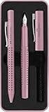 FABER-CASTELL 201528 - Schreibset Grip 2010, Kugelschreiber und Füller, rose shadows, 1 Stück