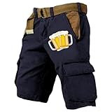 Vhersily Herren Vintage Print Cargo Shorts Baumwolle Arbeitshose Leichte Taktische Kurze Techwear Trekkinghose Sport Freizeit Gym Workout Atmungsaktiv und Flexibel, Y Marina, L