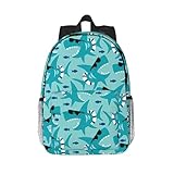 FBGHHTY Praktischer Rucksack, Motiv: Hai mit Sonnenbrille, atmungsaktiv, Schultasche, Reisen, Outdoor-Aktivitäten, Reisende, Wanderer