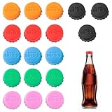 iwontalersy 18 Stücke Silikon Kronkorken,Wiederverwendbare Silikon Kronkorken,6 Farben,Geeignet Zum Verschließen Von Bier,Saft-und Glasflaschen