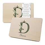 Yabaduu individuelles Holzbrettchen Frühstücksbrettchen 23,5x15cm mit Wunschname und Buchstaben für Kinder personalisiertes Schneidebrett aus Holz als Geschenk zum Geburtstag (03 Eukalyptus)