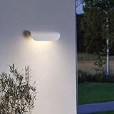 LED Außen Wandleuchte IP65 Wasserdicht Außenleuchte Moderne Aluminium Wandbeleuchtung Gärten Dekorative Wandleuchten Innen/Aussen für Korridor Patio Treppenhaus Wohnzimmer (Weiß,Natürliches Licht)