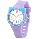 Juboos Kinderuhr Madchen, Armbanduhr Mädchen Junge Zeit Lernen Wasserdicht 3ATM,Uhr Kinder Analog 5-15