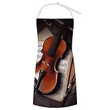 LYHVSFJW Geige Noten Schürze für Frauen mit Taschen, verstellbare Kochschürzen für Küche, Kochen, BBQ & Grill