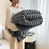 Luofanfei Wohndecke Grau Dunkelgrau Tagesdecke Schlafzimmer Plüsch Fleece Decke Sofaüberwurf Modern Natürlich Tiere Muster Sofa überwurf 180x200 cm