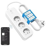 Eightree Smart WLAN Steckdosenleiste mit 3 AC-Anschlüsse, Smart Mehrfachsteckdose mit Stromverbrauch & Fernsteuerung, funktioniert Alexa, Google Home, SmartThings Sprachsteuerung, 16A, 1.5M