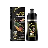 Haarfarbe Shampoo, Haarfärbeshampoo, Sofort Haarfarben Shampoo, Haarfärbemittel Shampoo 3 In 1, Haarfärbemittel Haarfärbung Color Shampoo, Haarfarbe Shampoo für Männer und Frauen (500ml Schwarz)