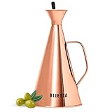 Olietta Ölflasche Tropf- und auslaufsichere aus Kupfer Edelstahl 500 ml Olivenöl Flasche mit Ausgießer zum Ausgießen und Träufeln von Olivenöl - Leicht zu reinigender Öspender & Ölkanne
