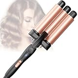 Lockenstab 3 Fässer Beach Waves - Welleneisen Einstellbar Schnell Erhitzendes für Langes Kurzes Haar