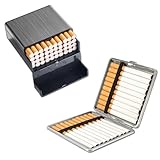 2 Stück Zigarettenetui Leder Metall, Groß/Klein Cigarette Case, Tragbar Damen Herren Zigarettenschachtel, Zigarettenschachtel für 20 und 40 Zigaretten, Zigarettencase mit Schnappverschluss (A)