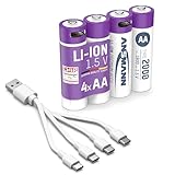ANSMANN Akku Mignon AA Typ-C Anschluss Li-Ion 1800mAh 1,5V, 4 Stück, wiederaufladbar, ideal für Fernbedienung, Controller, Spielzeug, Funkgerät