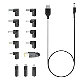 Yheonver USB-Zu-DC-Stromkabel Universal-USB-Zu-DC-Klinken-Ladekabel Netzkabel mit 13 Austauschbaren Steckverbindern Adapter