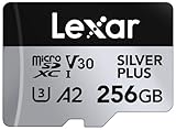 Lexar Silver Plus Micro SD Karte 256GB, Bis zu 205 MB/s Lesegeschwindigkeit, 150MB/s Schreibgeschwindigkeit, Speicherkarte Micro SD mit SD Adapter, UHS-I, A2, U3, V30, Klasse 10, 4K UHD microSDXC