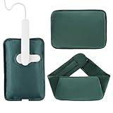 hYwecy Wiederaufladbare Elektrische Wärmflasche Mit Soft-Touch-Gürtel und Warmen Handschuh Tasche, Heißes Wasser Tasche für Hals, Taille, Krämpfe, Schultern Schmerzlinderung(Green)
