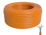 BIGtec CAT 7 Netzwerkkabel Verlegekabel LAN Kabel 50m CAT7 PiMF halogenfrei Zertifiziert GHMT BauPVO Eca POE orange Netzwerk Installationskabel Datenkabel