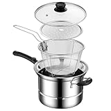 Frittierfiteus - Tieffett Fritteus -Set | Edelstahl Multifunktional Frittiertöpfe Mit Siebkorb, Öl Sparen Kleine Friteuse, Küchenwerkzeug Für Frites, Meeresfrüchte, Zwiebel