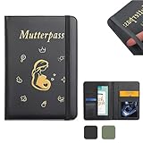 Mutterpass Schutzhülle, Mutterpasshülle aus Kunstleder, Deutscher Mutterpass, Mutterkindpasshülle mit 9 Fächern, Als Schwangerschaft Verkünden Geschenk für Schwangere und Werdende Mütter(Schwarz)