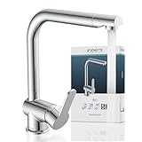 SCHÜTTE 79816 RIO 360° schwenkbare Küchenarmatur, Spültisch Armatur mit hohem Auslauf Küche, Einhebelmischer Einzelspüle Doppelspüle Mischbatterie für die Spüle, Wasserhahn Chrom