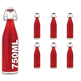 6 x 750ml Bügelflasche Bügelverschlussflasche leere Glasflasche mit Bügelverschluss Weinflasche Schnapsflasche Essig Öl Glasflaschen 0,75L von slkfactory (6 Stück)