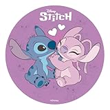 Dekora, Stitch & Angel Essbare Oblate, Disney Geburtstagskuchendeko für Kinder, Runder Cake Topper 20 CM