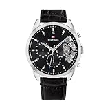 Tommy Hilfiger Multi Zifferblatt Quarz Uhr für Herren mit Schwarzes Lederarmband - 1710449