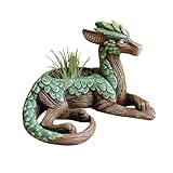 Drachen Figuren Gartendeko für Draußen,Lustig Dragons Blumentopf Deko Garten Figuren Statuen Gartenstatuen Geschenke für Männer Frauen Freundin Mama Geburtstag Wasserdicht Feengarten (Green)