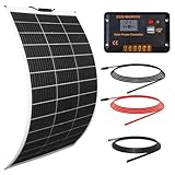 ECO-WORTHY 130W12V Flexibles Solarpanel Kit netzunabhängig Off Grid: 130W Solarpanel + 30A LCD Display PWM Laderegler + 5m Solarkabel für Wohnwagen, Wohnmobil, Boot, Kabine, Anhänger