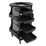 Friseurwagen Rollwagen Aufbewahrungswagen,Salon Trolley mit 4 Schubladen,Friseurwagen Arbeitswagen mit 4 Seitlichen Körben Für Friseursalon Beauty Studio Spa Heimgebrauch (4 Seitlichen Körben)