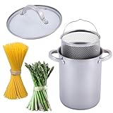 4BIG.fun Spargeltopf 4 L mit Glasdeckel und Siebeinsatz Soßentopf Ø16 cm Induktion Edelstahl Pastatopf Dampfgarer Asparagus Pot Gemüsetopf Sieb Spaghettitopf Spargel