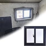 EXCLURA Fenster Horizontales Schiebefenster für den Keller, Ersatzglasfenster mit Fliegengitter, Graues Schiebefenster für Schuppen/Mobilheim/Hühnerstall/Badezimmer(65x40cm/26x16in)
