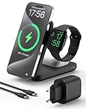 Qi2 3 in 1 Ladegerät für iPhone 16/15/14/13/12, Faltbare Ladestation für Apple Watch/AirPods, magnetische Schnellladung – 20W, perfekt für Reisen & Zuhause