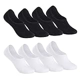 Falechay Sneaker Socken Damen Füsslinge Herren Sneakersocken 8 Paar Unsichtbare Ballarinas Socken Frauen schwarz weiß 39-42