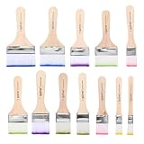 12 STK Breit Flachpinsel Set Acryl Pinsel Set, Aquarell Pinsel Acrylfarbe, Künstlerpinsel, Ölfarben Pinsel Set mit Holzgriffe, Malpinsel Set für Ölgemälde Malen Acrylmalerei Pinselset, 12 Größen
