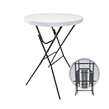 TRUTZHOLM Stehtisch klappbar Ø 80 cm wetterfeste Tischplatte Höhe 110 cm Stahlgestell pulverbeschichtet und rostfrei Tisch Bistrotisch Klapptisch in weiß wahlweise mit Husse (Stehtisch ohne Husse)